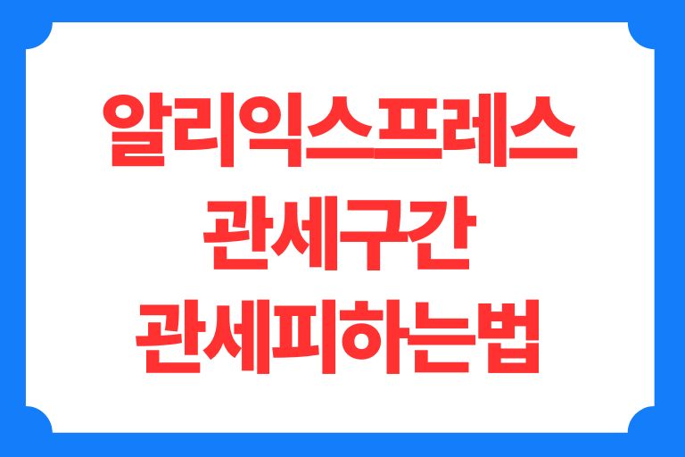 알리익스프레스 관세 피하기