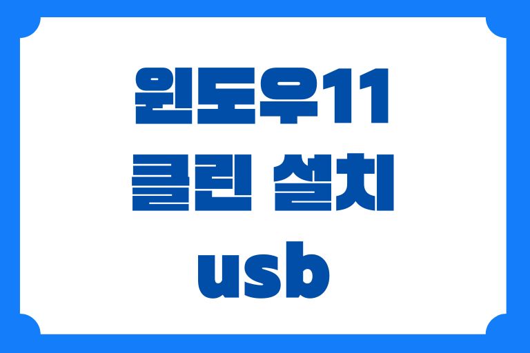 윈도우11 클린 설치 usb