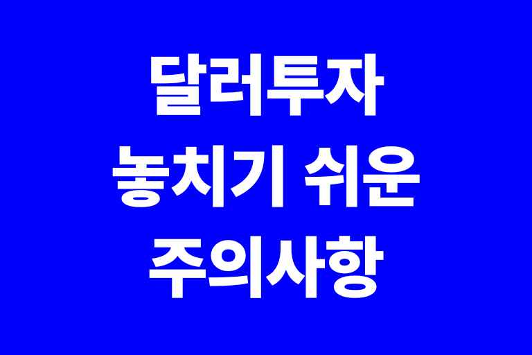 달러투자 방법 놓치기 쉬운 포인트 7가지