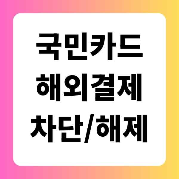 국민카드 해외이용 서비스해외결제 차단 해제